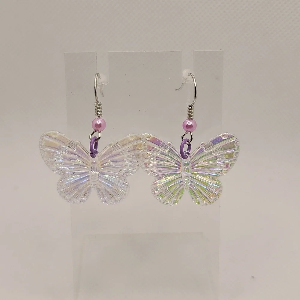 Iridescent Butterfly Earrings - Picture 2 of 3